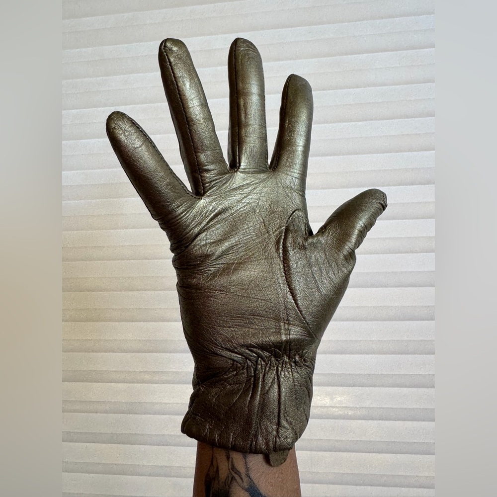 Metallic Bronze Leather Gloves – Genuine Leather - Picture 7 of 12